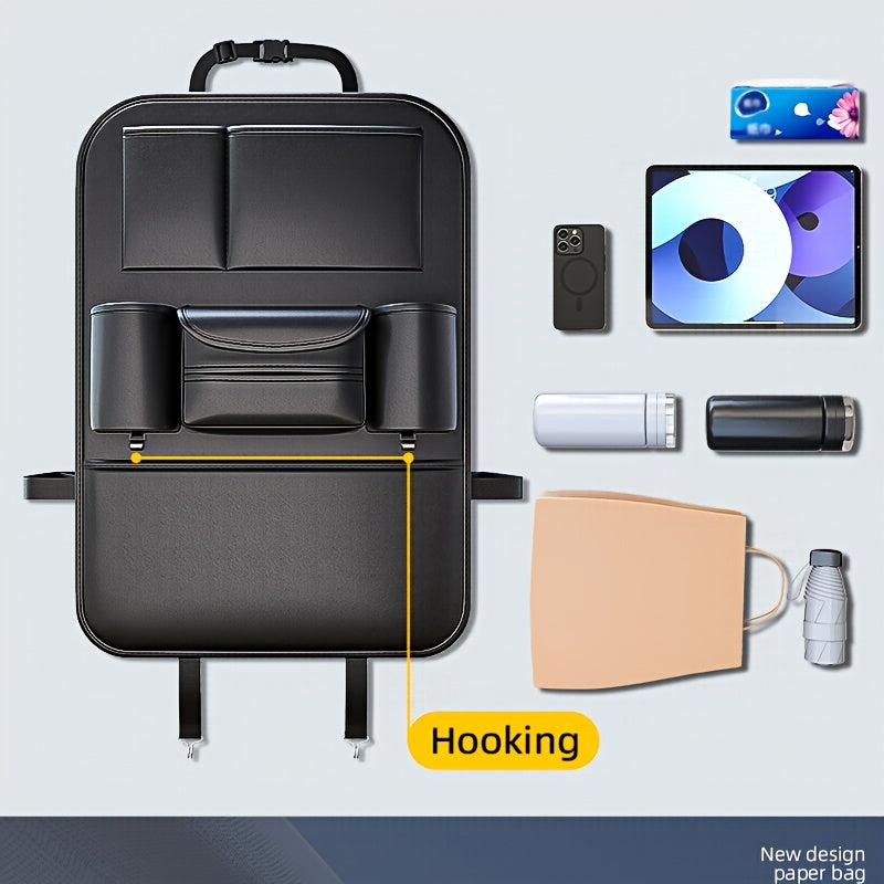 1 Piece PU Leather Universal Car Seat Back Storage Bag - Large Capacity Multifunctional Pocket with Rear Storage for Organizing Essentials