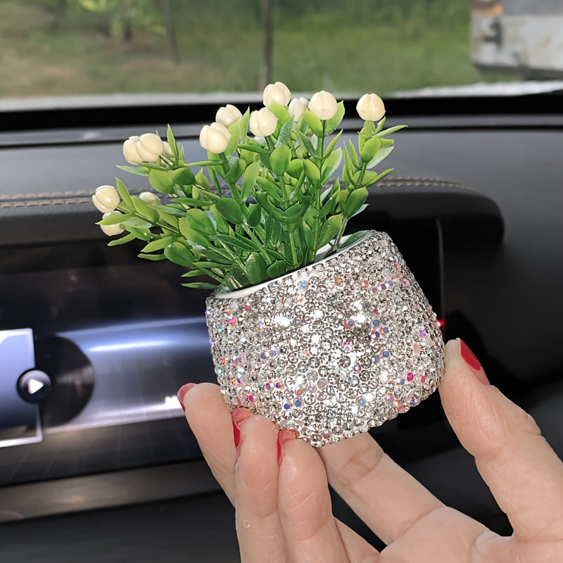 Shimmering Glam Car Aromatherapy Ornaments - Invigorating Scents for Womens Luxurious Interior Decor