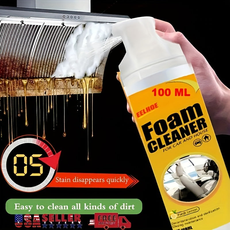100ml Multi-Purpose Miracle Foam Cleaner Spray - Upholstery Care for Cars, Kitchens, and Leather Surfaces - Effective Decontamination, Stain Removal, and Freshening for a Clean Home and Vehicle