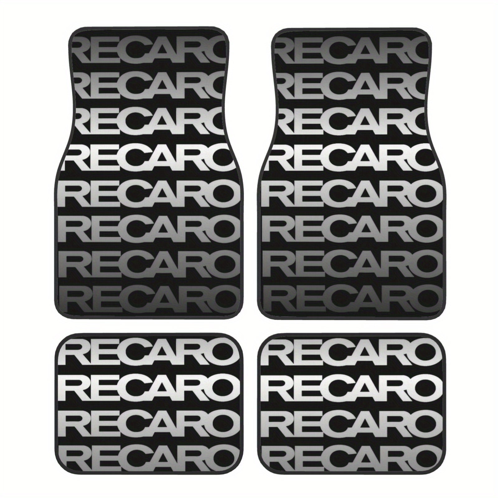 4pcs universal SUV car floor mats, RECARO letter theme elements suitable for all vehicles front and rear seats, fashionable and durable car accessories, all-season universal car decoration accessories for interior decoration.