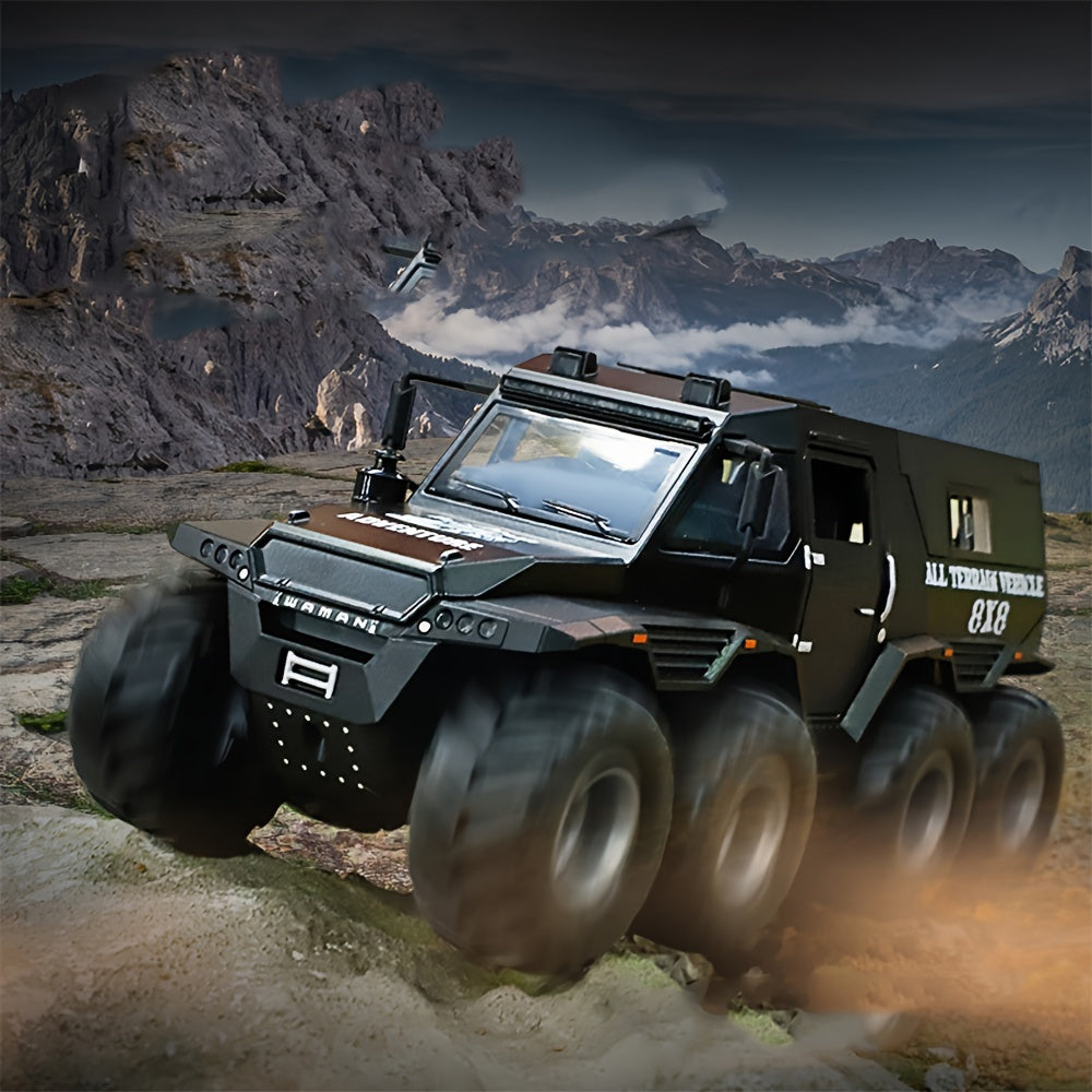 1/24 8x8 Off-Road Pickup Model Car wheel armored vehicle with Lights and Sounds, Zinc Alloy Pull Back Toy car with Sound and Light for Kids Boy Girl Gift