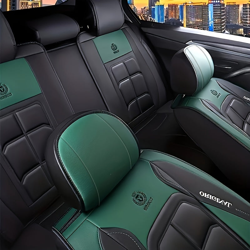 1pc PU Leather Car Seat Cover - Red & Black Design, Front Seat Protector for Sedan or SUV, Durable All-Season Cushion Mat with "Original" Print, Hand Wash or Dry Clean Only, Car Seat Protection | Modern Seat Cover | PU Leathe