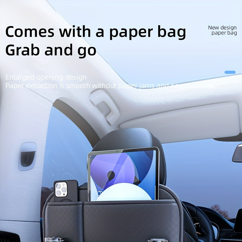 1 Piece Of PU Leather New Car Backrest Storage Bag, Car Seat Backrest Storage Hanging Bag, Rear Shelf Storage Mesh Bag, Universal