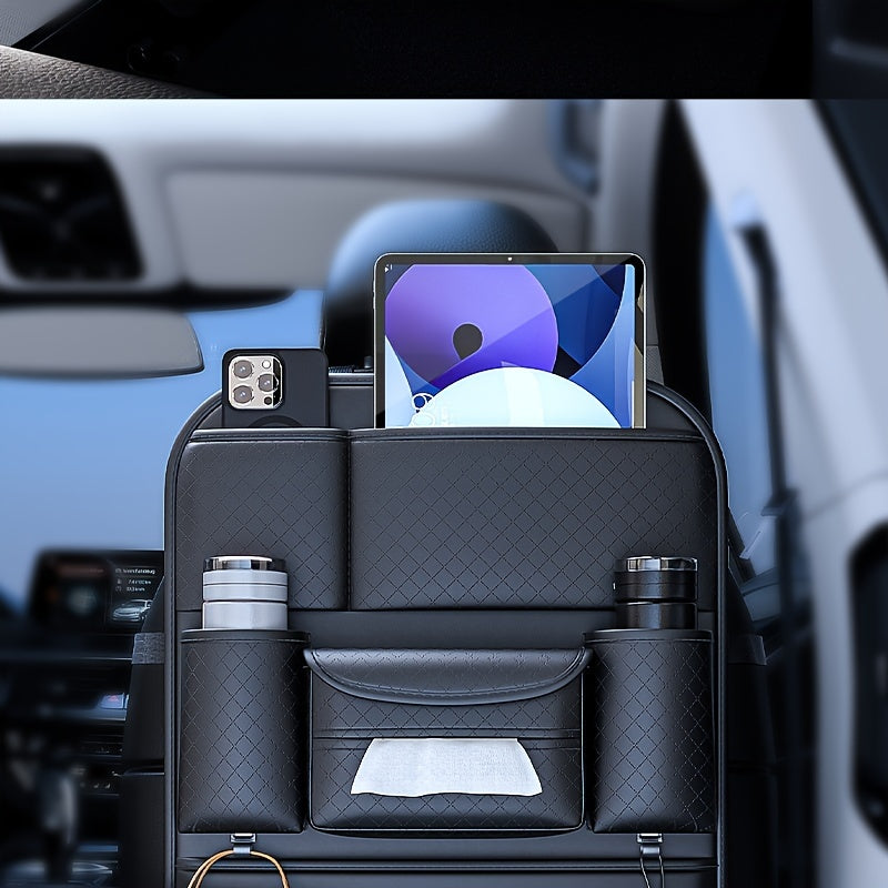 1 Piece Of PU Leather New Car Backrest Storage Bag, Car Seat Backrest Storage Hanging Bag, Rear Shelf Storage Mesh Bag, Universal