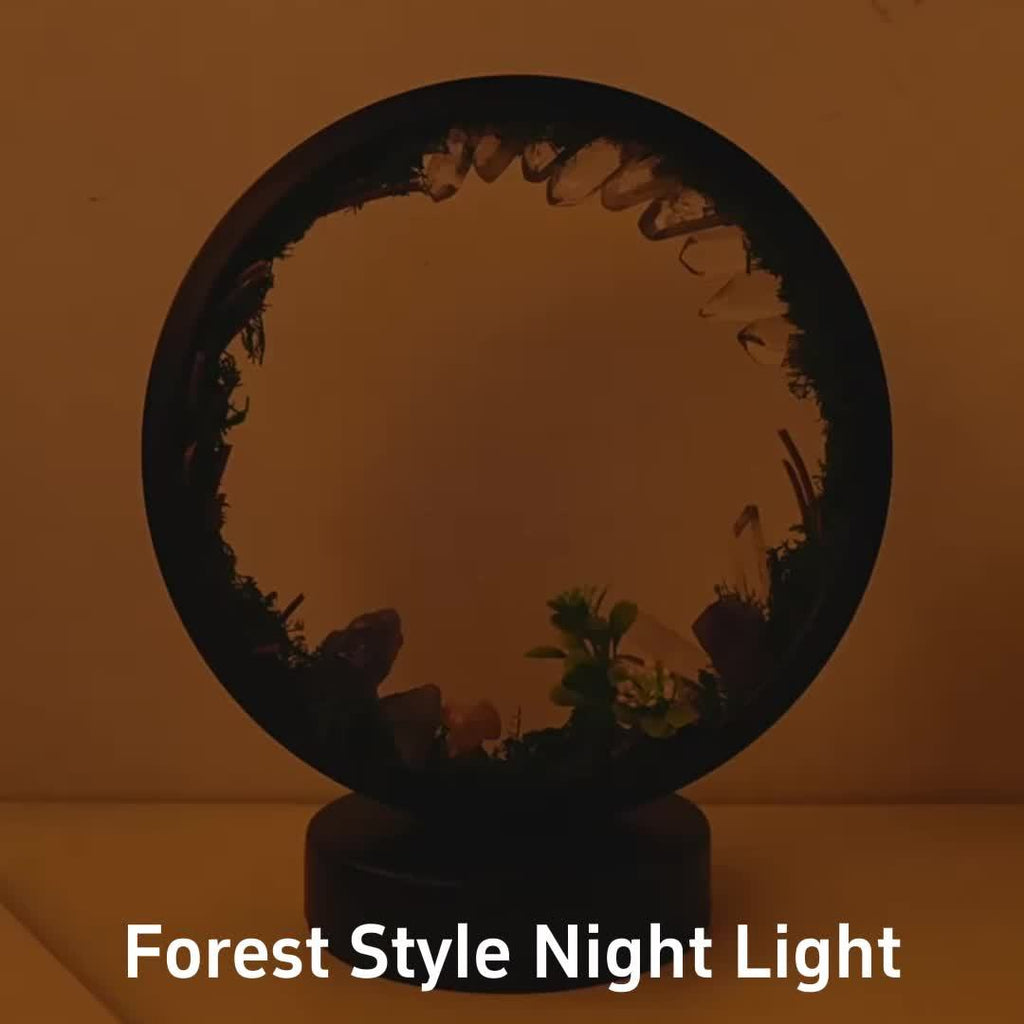 [Natural Crystal Lamp] Natural Crystal Table Lamp - Forest Eco Style Ambient Lamp - Therapeutic Crystal Night Lamp with USB Port and 3 Colours Dimming Patterns for Bedroom Bedside Lamp Office Desk Lamp Home Decor Holiday Gift