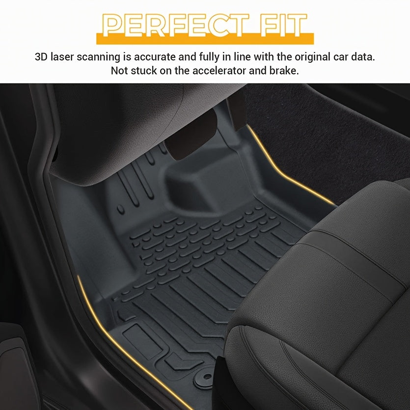 KAIRAY Car Floor Mats All-Weather TPE Rubber Floor Mats Black 4Door For Ford For Mustang Mach-E 2021-2024