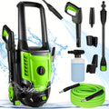 Power Washer, H4800 Pressure Washer 1800W Electric High Pressure Washer Professional Car Washer Cleaner Machine With With All-in-one Adjustable Nozzle & Hose For Patio Garden Yard Vehicle