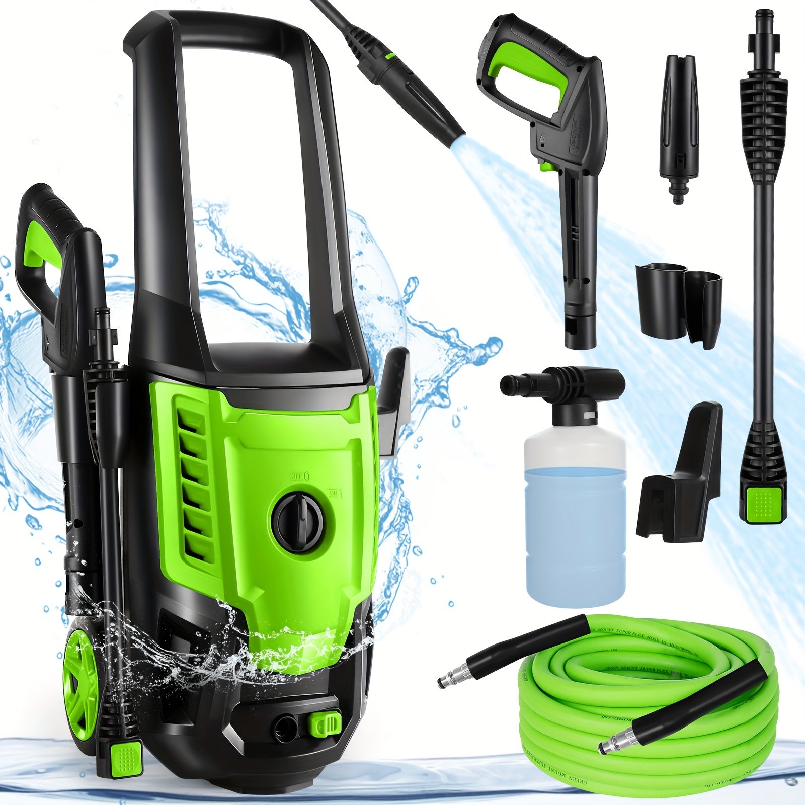 Power Washer, H4800 Pressure Washer 1800W Electric High Pressure Washer Professional Car Washer Cleaner Machine With With All-in-one Adjustable Nozzle & Hose For Patio Garden Yard Vehicle
