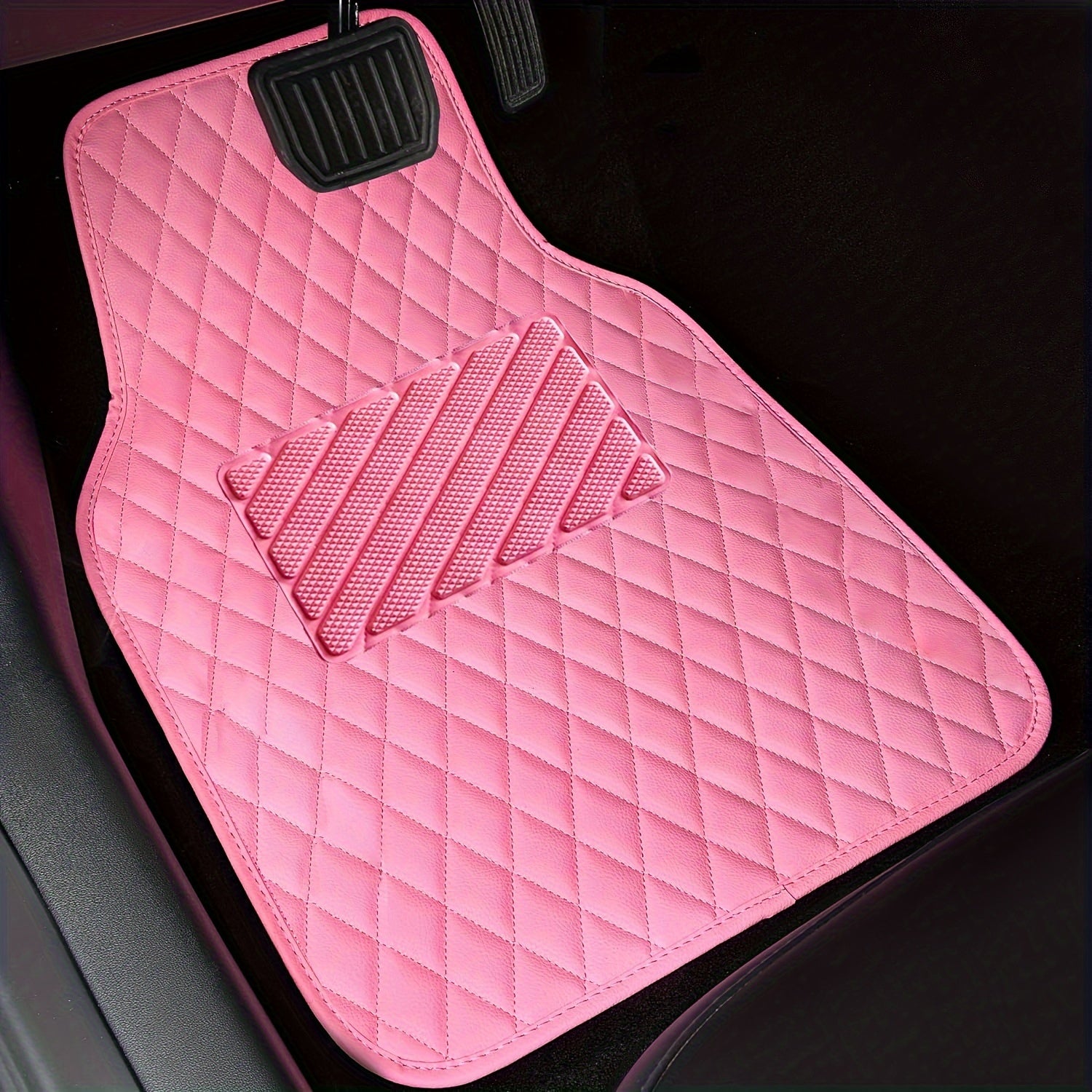 99.9% Fit Universal Luxury Pu Leather 3D Floor Mats for Sedan SUV Sports 5 Seater in Black and Cute & Sexy Pink