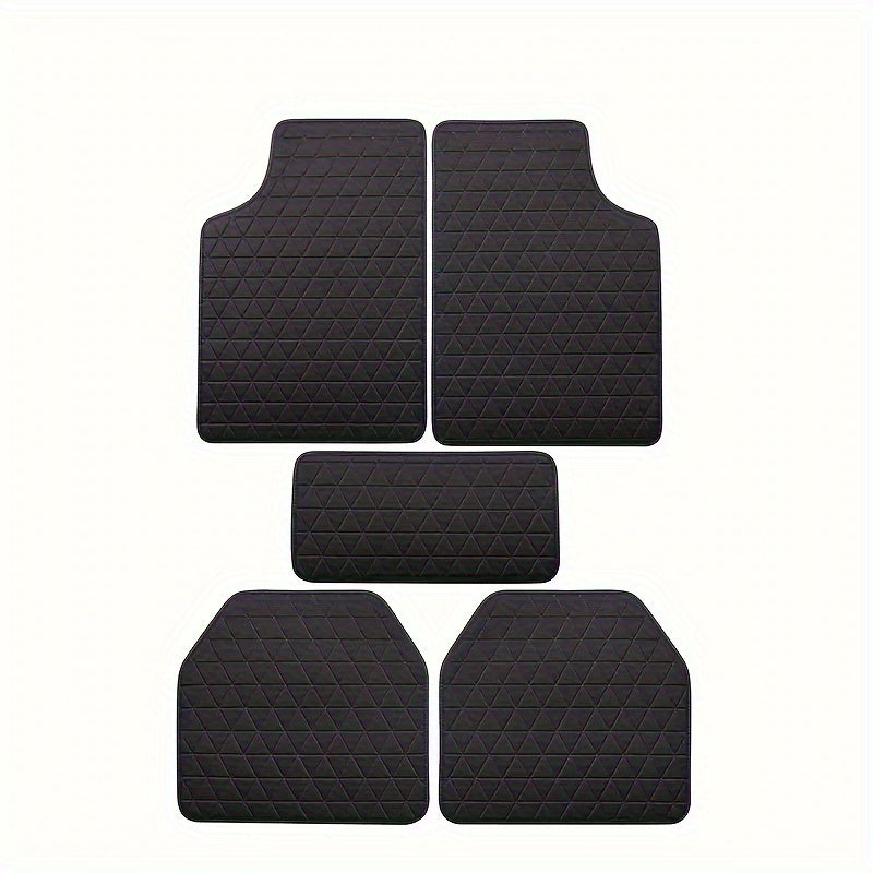 5-Piece Waterproof PU Leather Car Floor Mats Set - Durable, Stylish Simple Design for Men & Women - All-Weather Protection, Easy Clean, Enhance Car Interior Decor