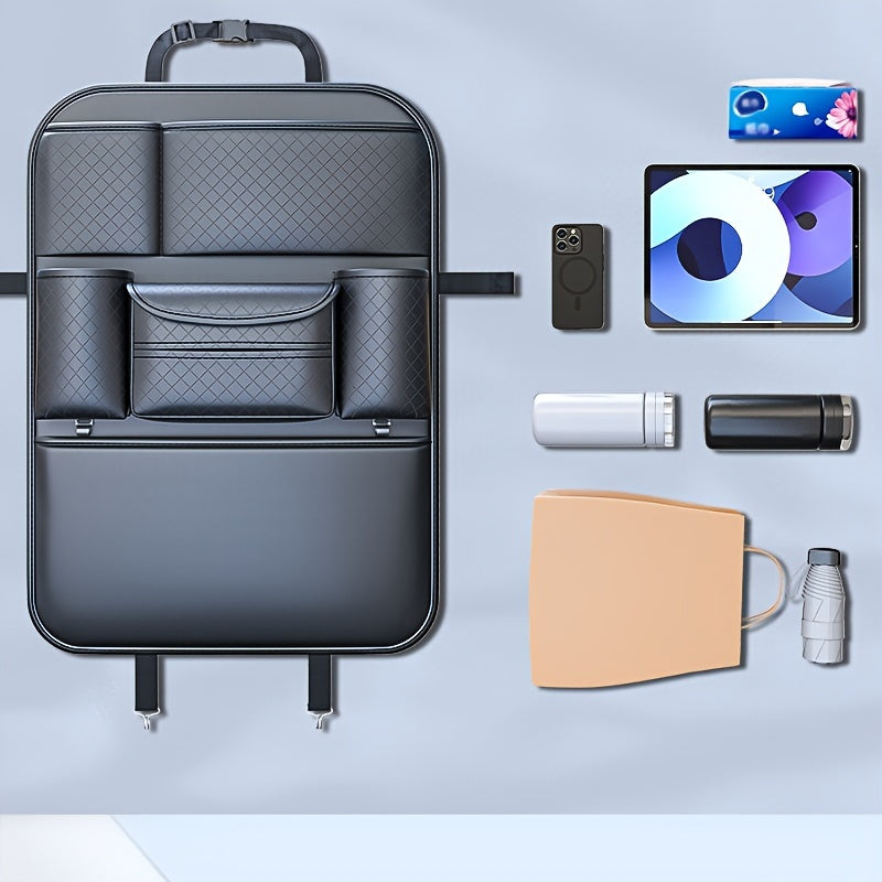 1 Piece Of PU Leather New Car Backrest Storage Bag, Car Seat Backrest Storage Hanging Bag, Rear Shelf Storage Mesh Bag, Universal