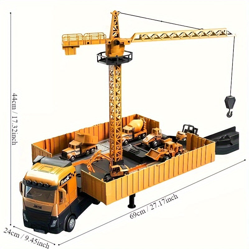 Super Large Alloy Container Engineering Vehicle Set Toy Container Ejectable Large Crane Model Boy As Halloween Gift