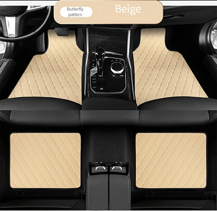 Universal Fit 4-Piece Car Floor Mats Set - Durable PVC Leather Embroidered Vehicle Foot Pads, Waterproof and Wear-Resistant Auto Floor Liners