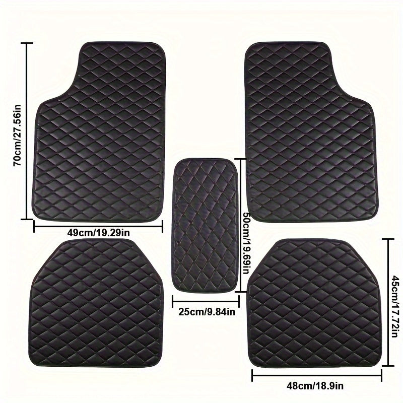 5pcs Premium Universal PU Leather Car Floor Mats Set - Anti-Slip, Easy-to-Clean, Enhanced Vehicle Interior Protection For Multiple Vehicle Models