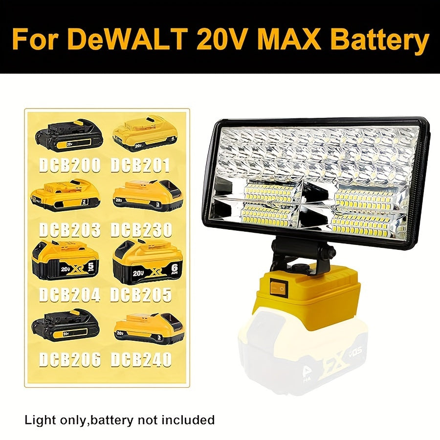 LED Work Light For DeWALT 20V MAX Battery, 90W 5400LM/60W 4500LM/48W 3800LM LED Flood Light For Outdoor, Camping, Car Repairing, Emergency And Job Site Lighting