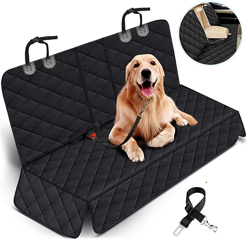 Luxury Quilted Waterproof Non-Slip Dog Car Seat Cover with Armrest Compatible Zipper and Seatbelt Leash for Cars, Trucks, SUVs