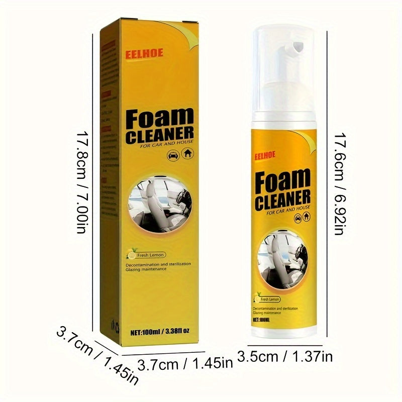 100ml Multi-Purpose Miracle Foam Cleaner Spray - Upholstery Care for Cars, Kitchens, and Leather Surfaces - Effective Decontamination, Stain Removal, and Freshening for a Clean Home and Vehicle
