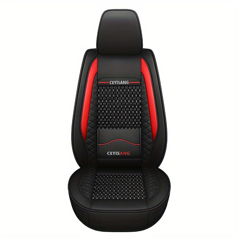 Universal Motors Car Seat Cover Ice Silk PU Leather Waist Cushion Anti Slip And Breathable 1Pcs Durable InteriorAuto Accessories