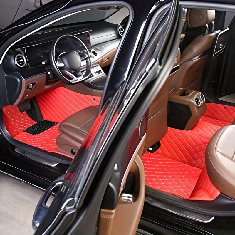 Waterproof & Durable PU Leather Car Floor Mats for ORA Funky Cat GT/2022 - Custom Fit, Stylish Checkered Design, Easy to Clean