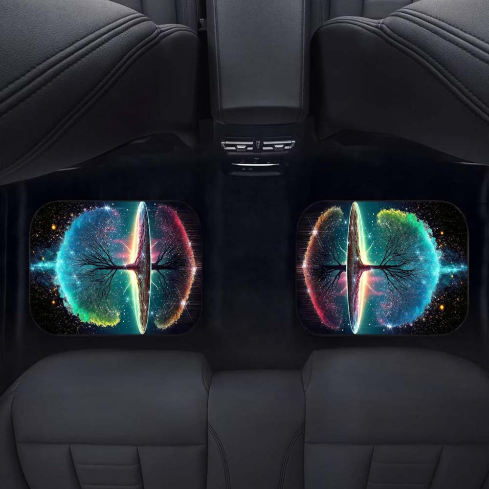 Symmetrical Tree of Life Glow-In-The-Dark Car Floor Mats - Universal Fit, Anti-Slip Rubber Base, All-Weather Protection for Cars