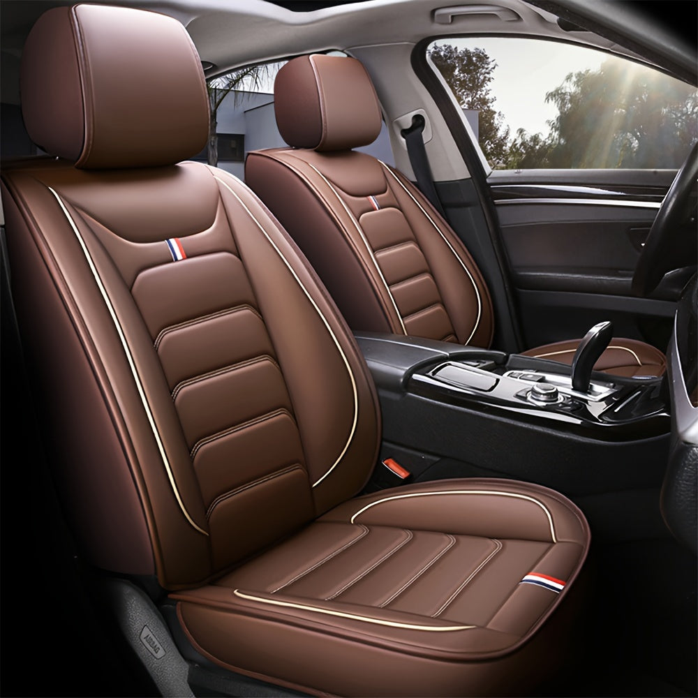 5 Car Seat Covers Faux Leather Seat Covers Full Set For Car Sedan SUV Truck Vans Front & Rear Seat Cushion Protector Wear-resistant, Breathable And Easy To Clean