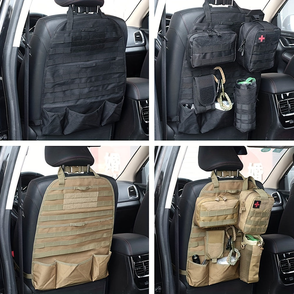 Car Seat Back Organizer - Upgraded Tactical Molle Vehicle Panel Universal Fit Car Seat Cover Protector with Multiple Pockets for Truck SUV MPV Saloon Van