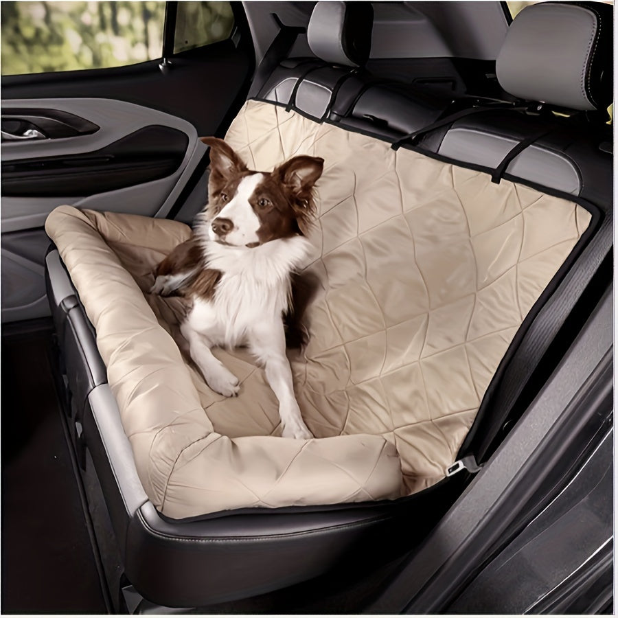 Cozy Nylon Pet Car Seat Cover for Dogs - Warm, Waterproof Rear Bench Protector