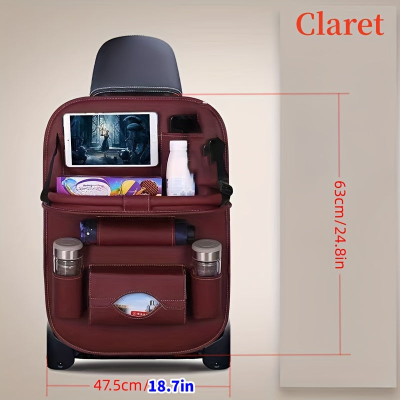 1/2pcs Upgrade Your Car Trip With The All-Ln-One Multi-Function Bag Storage Rear Seat Organizer - Lncluding Foldable Table Tray, Floor Mat, Tissue Box, Cup Holder, Umbrella Holder, Laptop Table And Car Tray!