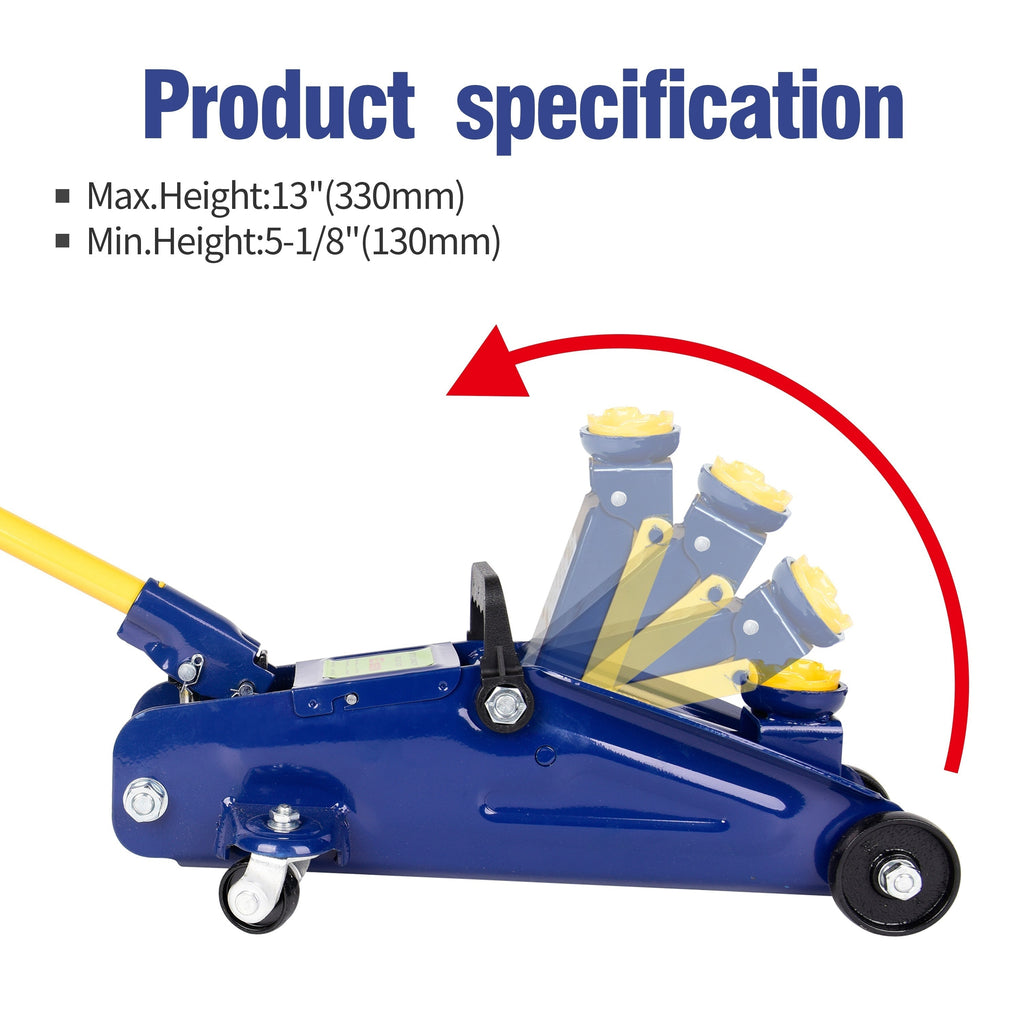 2-Ton Heavy Duty Hydraulic Floor Jack with Low Profile - Professional Garage, Workshop, Truck, SUV Lift - Alloy Steel Construction, Manual Pump Handle - Compact Design for Low Clearance Vehicles - Heavy-Duty Service Jack, Por