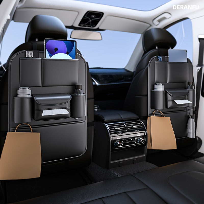 1 Piece PU Leather Universal Car Seat Back Storage Bag - Large Capacity Multifunctional Pocket with Rear Storage for Organizing Essentials