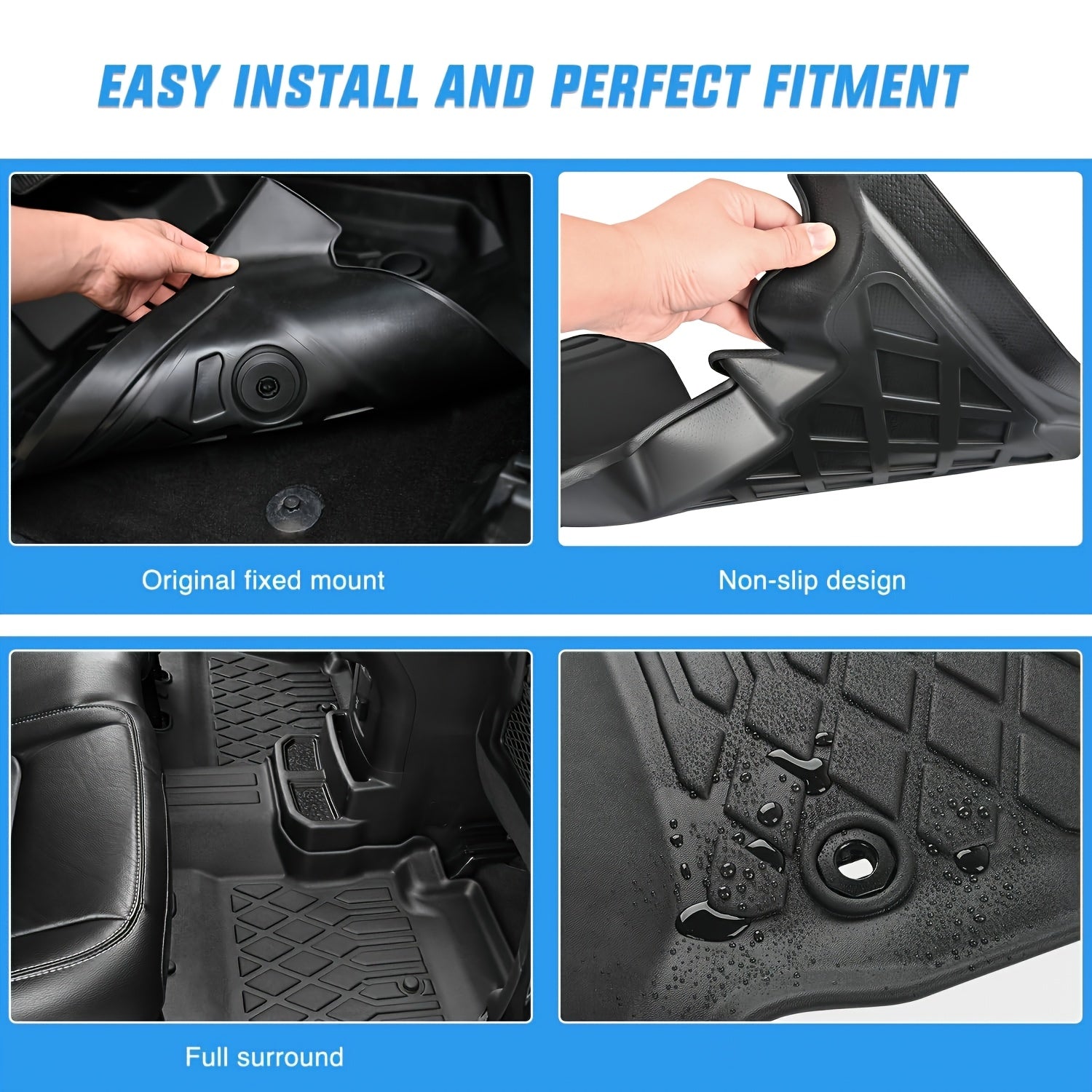 [TPE Floor Mats] Heavy Duty TPE Floor Liners | Non-Slip Textured Surface, All-Weather Protection, Easy to Clean Car Floor Mats for DODGE Charger RWD 2011-2023 & 300 RWD 2011-2023