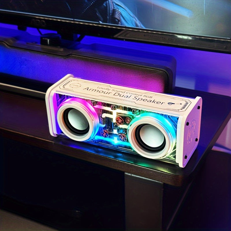 Kinglucky Portable Wireless Bass Speaker with Subwoofer, Stereo Speaker with Dual Speakers, Color-Changing LED Light, Support TF Card/AUX/U Disk, Wireless Subwoofer Speaker for Home, Car, Outdoor Use, Perfect Christmas Gift f