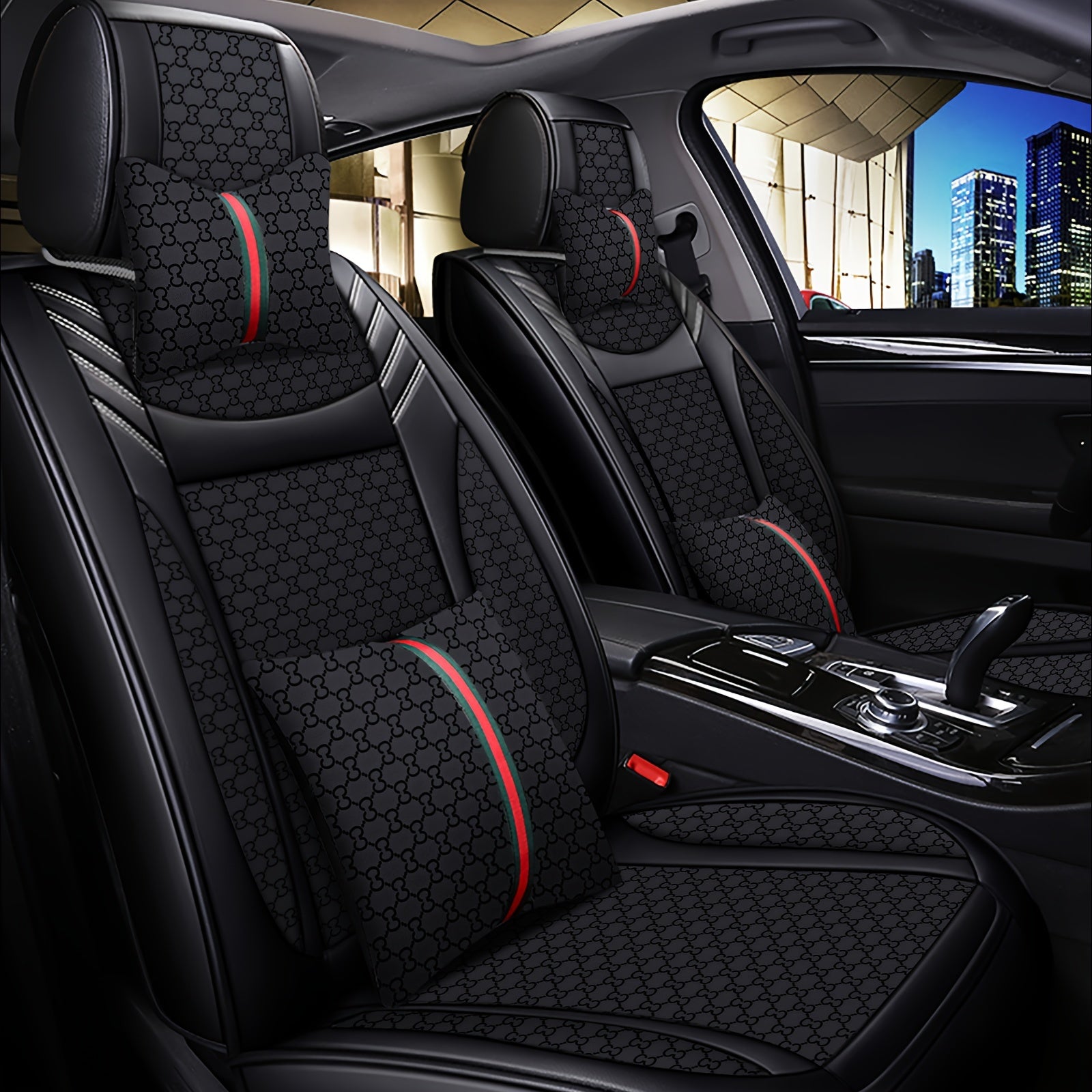 5PCS Premium Universal Fit Car Seat Covers Set - Breathable PU Leather, Sponge Filled, All-Season, Easy to Install, Durable, and Water-Resistant for Most Cars