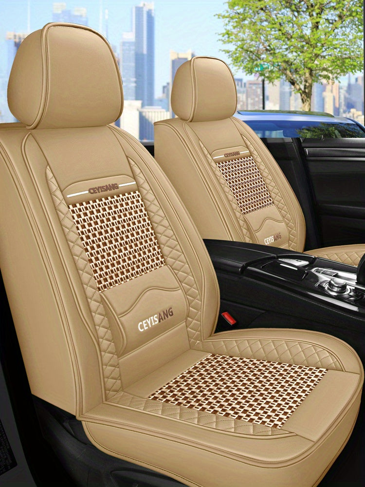 Universal Motors Car Seat Cover Ice Silk PU Leather Waist Cushion Anti Slip And Breathable 1Pcs Durable InteriorAuto Accessories