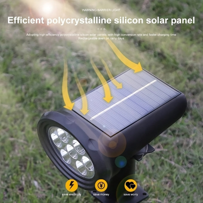 1/2pcs 7LED Solar Lamp -  IP44, Outdoor Environment Lighting, Solar Charging, Lithium Battery, 1200mAh, Plastic Structure, Semi-buried, Outdoor Lighting Solution - Modern Outdoor Lamp - Durable Plastic