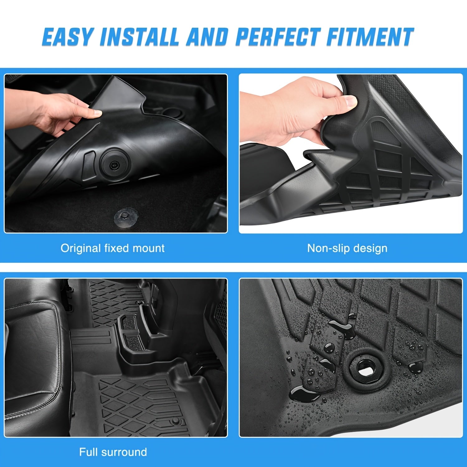 [TPE Floor Mats] Heavy Duty TPE Floor Liners | Non-Slip Textured Surface, All-Weather Protection, Easy to Clean Car Floor Mats for DODGE Charger RWD 2011-2023 & 300 RWD 2011-2023