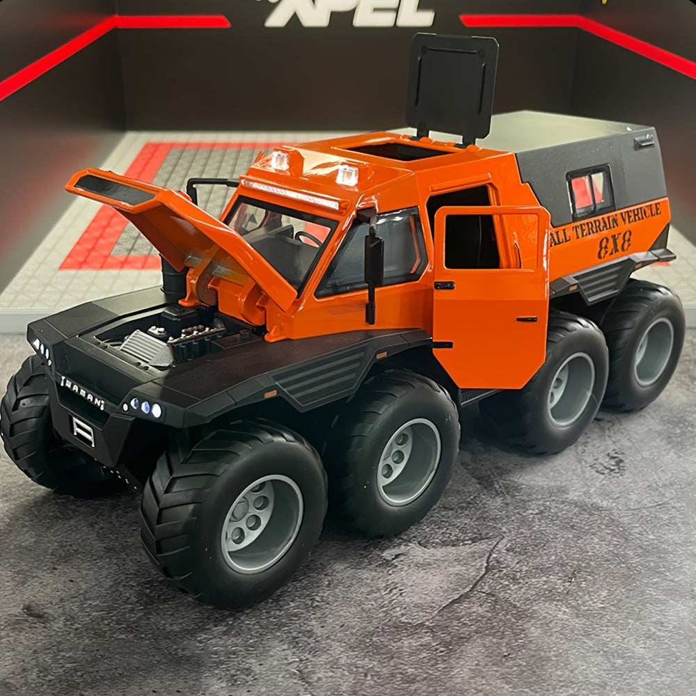 1/24 8x8 Off-Road Pickup Model Car wheel armored vehicle with Lights and Sounds, Zinc Alloy Pull Back Toy car with Sound and Light for Kids Boy Girl Gift