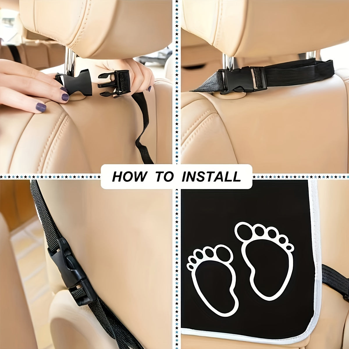 1PC Premium Black Car Seat Back Protection Kick Pad Mat for Ultimate Vehicle Interior Defense