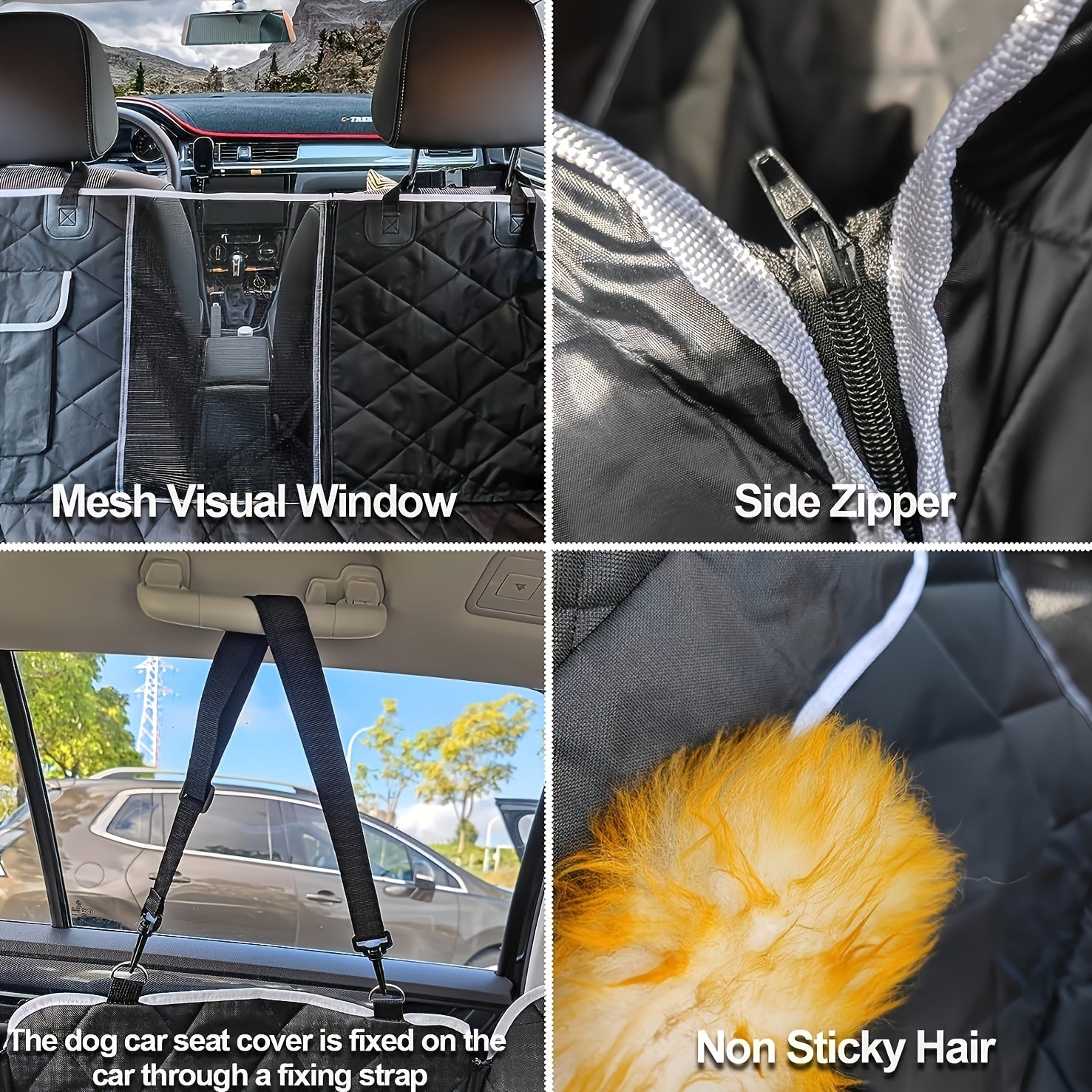 Waterproof Dog Car Seat Cover with Mesh Window & Storage Pocket - Durable, Scratch-Resistant Non-Slip Pet Hammock for Cars/Trucks/SUVs