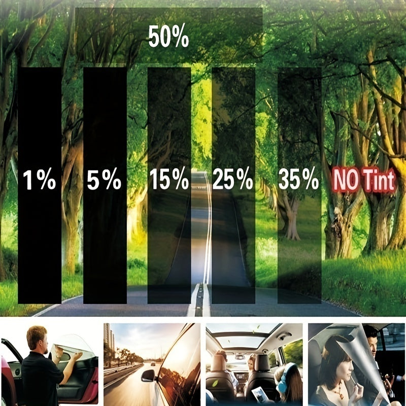 19.69inch*118.11inch Sun Film Car Glass Sunscreen Heat Insulation Black Car Window Film Car Roof Film