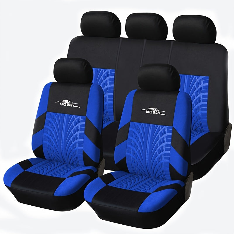 Fashion Tire Track Detail Style Universal Car Seat Covers Fits Most Brand Vehicle