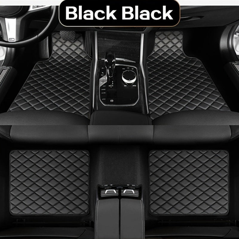 Universal Fit 4-Piece Car Floor Mats Set - Durable PVC Leather Embroidered Vehicle Foot Pads, Waterproof and Wear-Resistant Auto Floor Liners