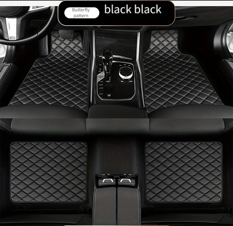 Universal Fit 4-Piece Car Floor Mats Set - Durable PVC Leather Embroidered Vehicle Foot Pads, Waterproof and Wear-Resistant Auto Floor Liners