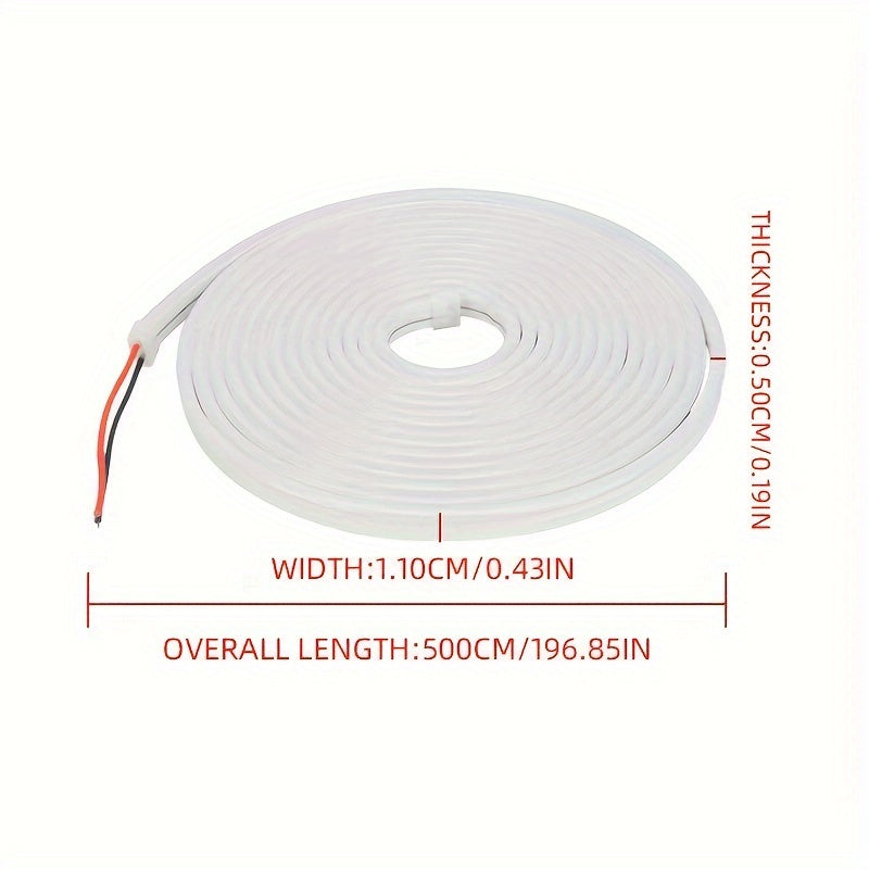 1pc 5m Flexible Silicone LED Light Strip, Car Trunk Warm/Yellow Neon Light Strip for Carriage Stall