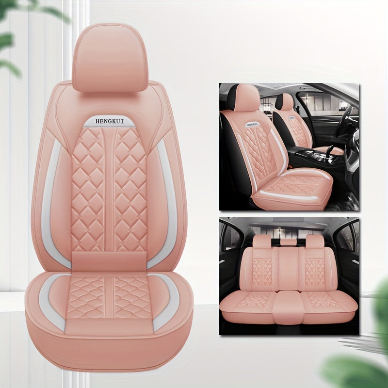 Five Seats Full Coverage Car Seat Covers Set - Premium Three-Dimensional PU Leather, Universal Fit for SUV Off-Road Vehicles, Adjustable and Durable, Winter High-End Design for Ultimate Comfort and Protection