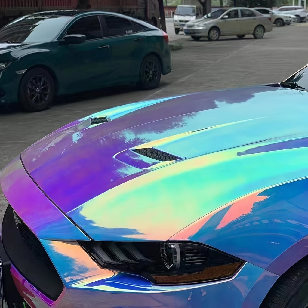 [Rainbow Gradient] PVC Rainbow Gradient Electroplated Vinyl Wrap | High-Quality | Universal Fit | Durable & Eye-Catching Design | Vehicle Customization