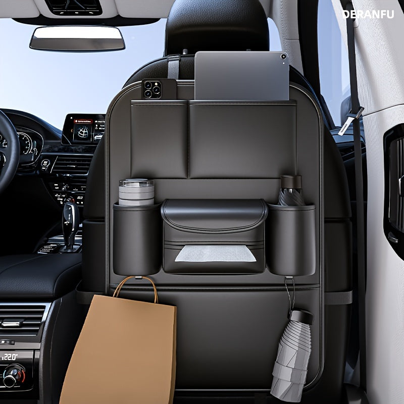 1 Piece PU Leather Universal Car Seat Back Storage Bag - Large Capacity Multifunctional Pocket with Rear Storage for Organizing Essentials