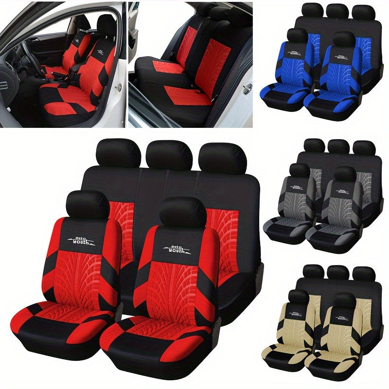 Fashion Tire Track Detail Style Universal Car Seat Covers Fits Most Brand Vehicle