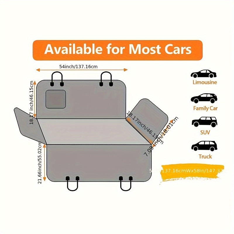 Waterproof Nylon Pet Car Seat Cover for Backseat, Universal Fit Dog Hammock Protector, Durable Vehicle Seat Guard for Trucks, Sedans, and SUVs