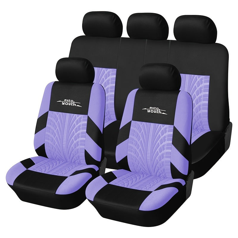 Fashion Tire Track Detail Style Universal Car Seat Covers Fits Most Brand Vehicle
